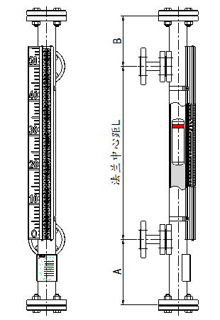Flap-11Px內襯型磁翻板液位計尺寸圖