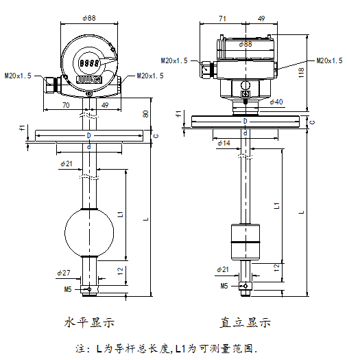 Float-11P耐酸堿型浮球液位計